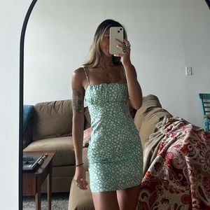 PRINCESS POLLY GREEN FLORAL MINI DRESS (0)